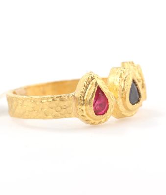 24K Gold Triple Drops Ring - 9