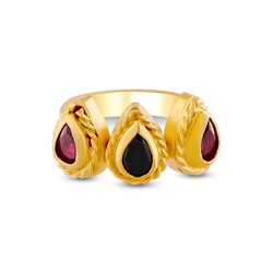 24K Gold Triple Drops Ring - 3