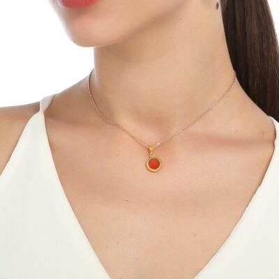 24 Ayar Akik Taşlı Kolye Ucu - 1