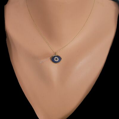 24 Ayar Altın Badem Göz Boncuğu Kolye Ucu - 2