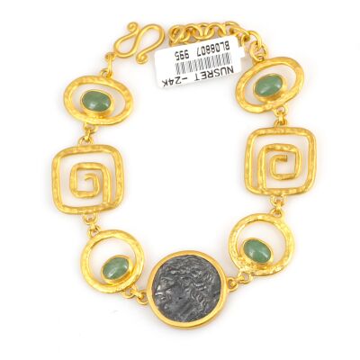 24 Ayar Altın Dövmeli Geometrik Şekilli Bileklik - 1