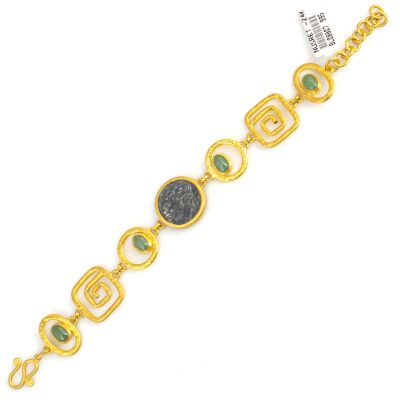 24 Ayar Altın Dövmeli Geometrik Şekilli Bileklik - 2