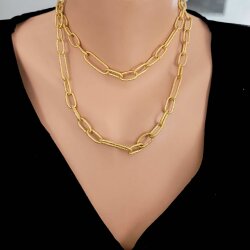 24 Ayar Altın Dövmeli Halka Zincir Kolye - 1