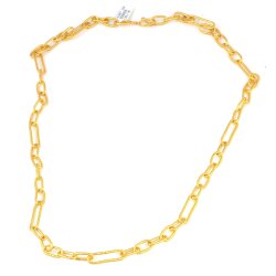 24 Ayar Altın Dövmeli Halka Zincir Kolye - 4