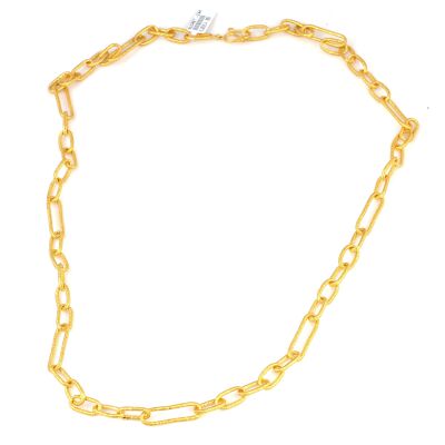 24 Ayar Altın Dövmeli Halka Zincir Kolye - 4