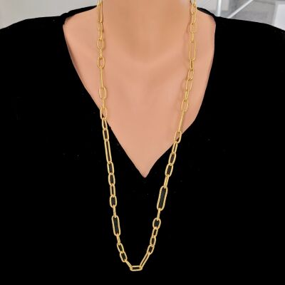 24 Ayar Altın Dövmeli Halka Zincir Kolye - 2