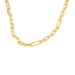 24 Ayar Altın Dövmeli Halka Zincir Kolye - 3