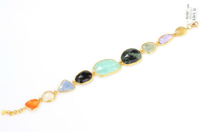 24 Ayar Altın El İşi Değerli Taşlardan Bileklik - 5