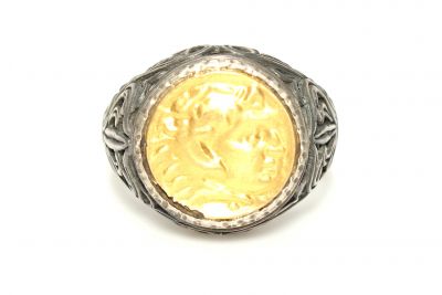 24 Ayar Altın & Gümüş Resimli Yüzük - 7