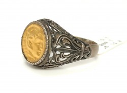 24 Ayar Altın & Gümüş Resimli Yüzük - 4