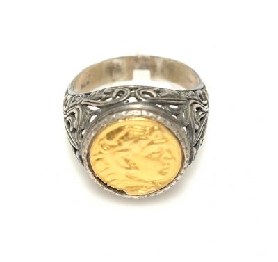 24 Ayar Altın & Gümüş Resimli Yüzük - 8