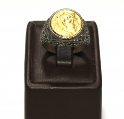 24 Ayar Altın & Gümüş Resimli Yüzük - 9