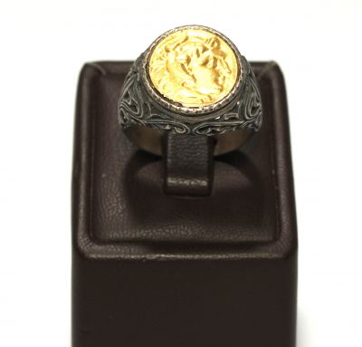 24 Ayar Altın & Gümüş Resimli Yüzük - 9