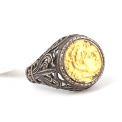 24 Ayar Altın & Gümüş Resimli Yüzük - 5