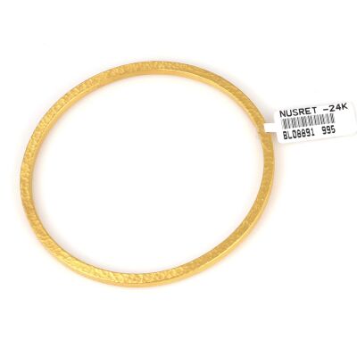 24 Ayar Altın Kare Şarnel Dövmeli Bilezik - 2