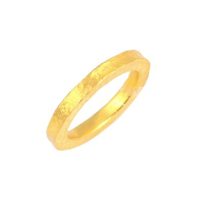 24 Ayar Altın Kare Şarnel Dövmeli Yüzük - 1