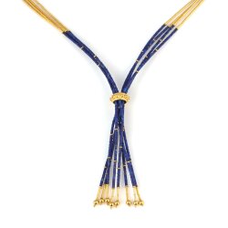 24 Ayar Altın Lapis Taşlı 4 Sıra Şarnel Kolye - Nusrettaki (1)