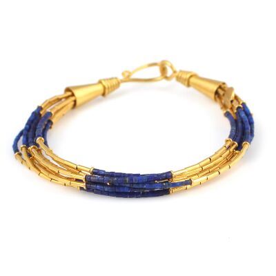 24 Ayar Altın Lapis Taşlı 8 Sıra Şarnel Bileklik - 1