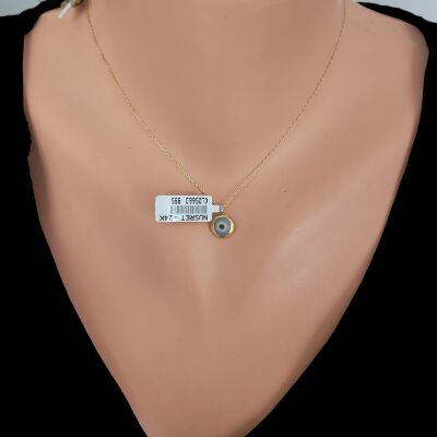 24 Ayar Altın Minik Yuvarlak Nazar Kolye Ucu - 2