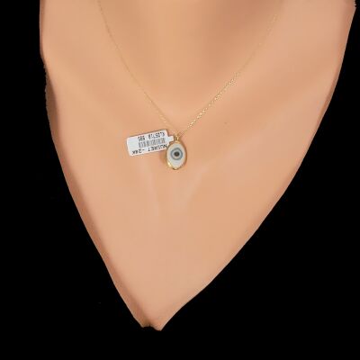 24 Ayar Altın Dik Oval Göz Boncuğu Kolye Ucu - 2