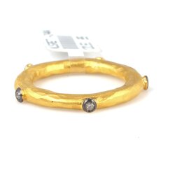 24 Ayar Altın Pırlanta Taşlı Dövmeli Yüzük - 2