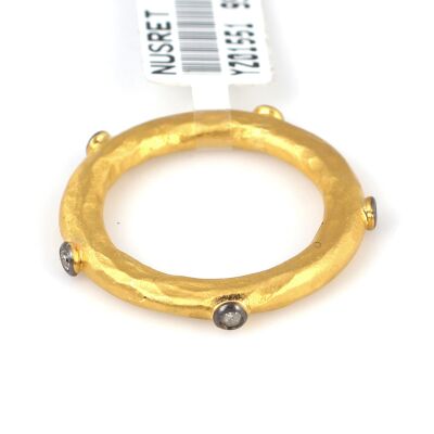 24 Ayar Altın Pırlanta Taşlı Dövmeli Yüzük - 3