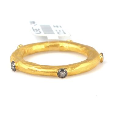 24 Ayar Altın Pırlanta Taşlı Dövmeli Yüzük - 3