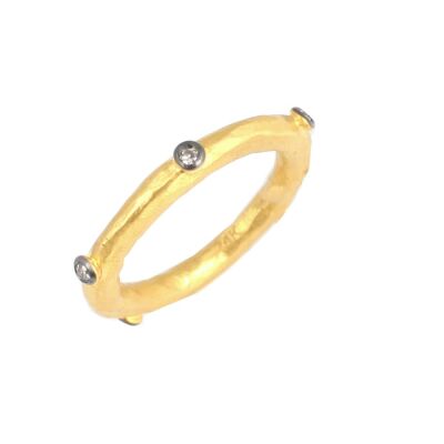 24 Ayar Altın Pırlanta Taşlı Dövmeli Yüzük - 1