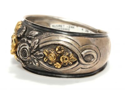 24K Gold & Sterling Silver Bangle Bracelet - 3