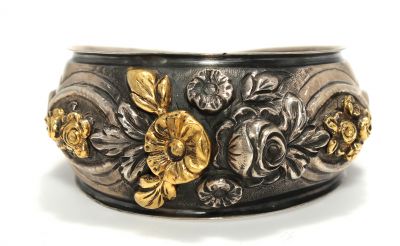 24K Gold & Sterling Silver Bangle Bracelet - 4