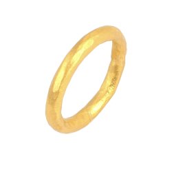 24 Ayar Altın Yuvarlak Dövmeli Yüzük - 3