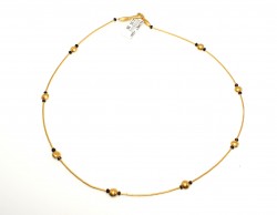 Nusrettaki - 24K Gold Beads Strand Necklace with Sapphires