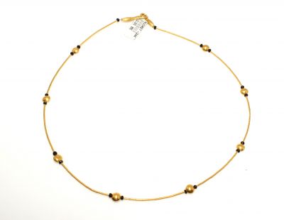 24K Gold Beads Strand Necklace with Sapphires - 1