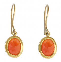 24K Gold Drop Earrings with Carnelian - Nusrettaki