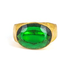 24K Gold Handcrafted Ring with Synthetic Emerald - 6