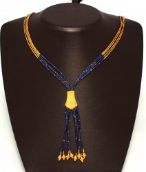 24K Gold & Lapis Tassel Necklace - 2