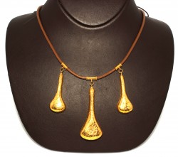 24K Gold Layers with Leather Chain Necklace - 3