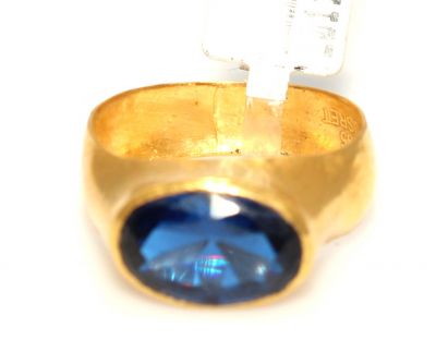 24K Gold Men's Ring with Sapphire - 2