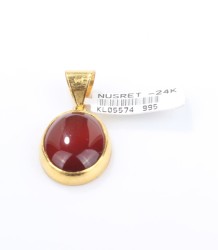 24K Gold Pendant with Agate - 3