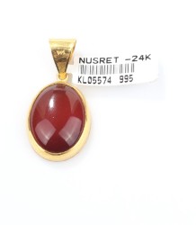 24K Gold Pendant with Agate - Nusrettaki (1)