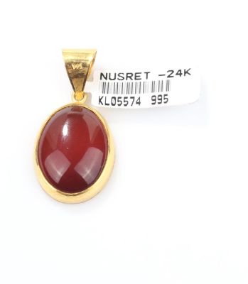 24K Gold Pendant with Agate - 2