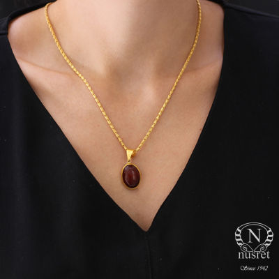 24K Gold Pendant with Agate - 1