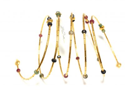 24K Gold Slip On Helix Bangle Bracelets - 1