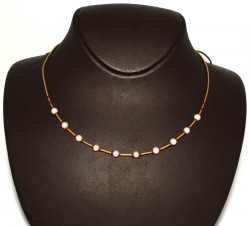 24K Gold Strand Dew Necklace with Pearls & Rubies - 2