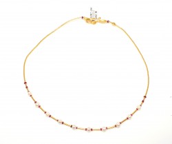 Nusrettaki - 24K Gold Strand Dew Necklace with Pearls & Rubies