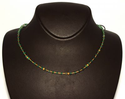 24K Gold Strand Necklace with Faceted Emeralds - 4