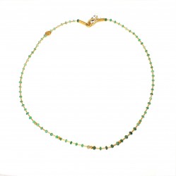 24K Gold Strand Necklace with Faceted Emeralds - 3