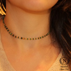 24K Gold Strand Necklace with Faceted Emeralds - Nusrettaki (1)