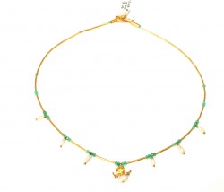 Nusrettaki - 24K Gold Strand Dew Necklace with Pearls & Emeralds
