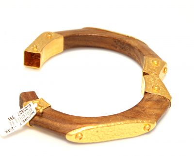 24K Gold & Wood Bangle Bracelet - 2